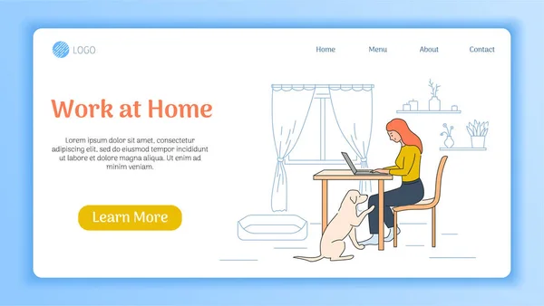 Werken thuis Flat Landing Page — Stockvector