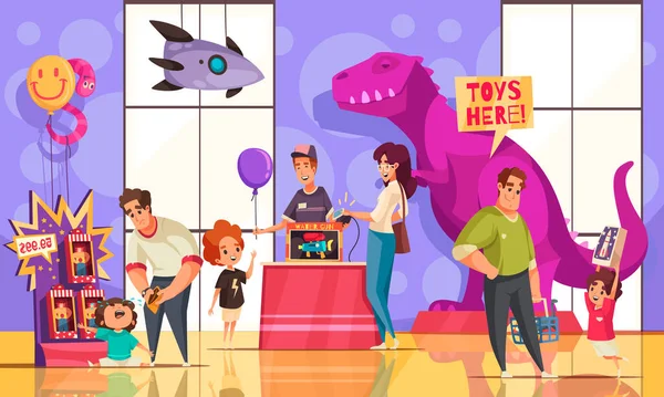 Spielzeug Shop Cartoon Illustration — Stockvektor