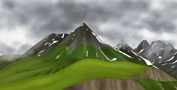 Green Mountains Realist Composition — Vector de stoc