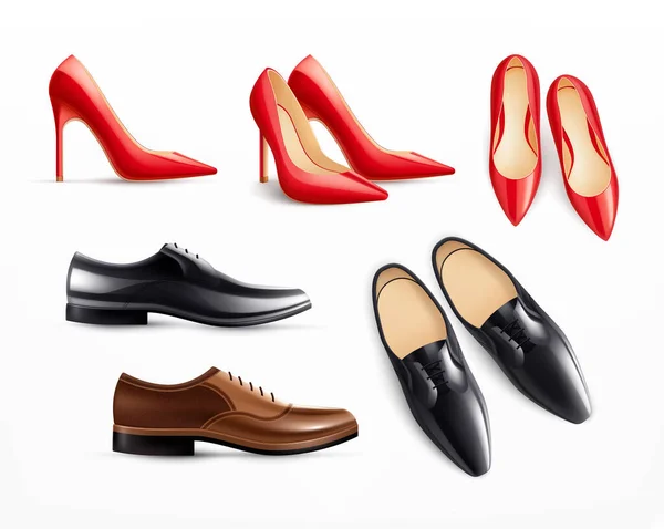 Hommes Femmes Chaussures Set — Image vectorielle