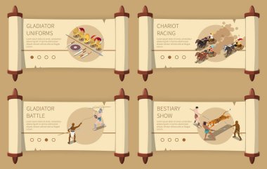 Romalı Gladyatörler Isometric Illustration