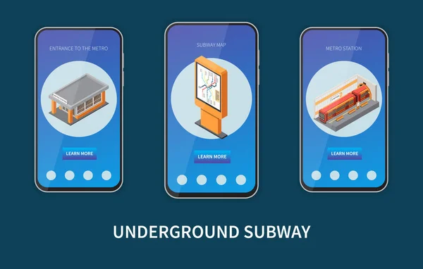 Subway Underground Isometric Set — Stock Vector