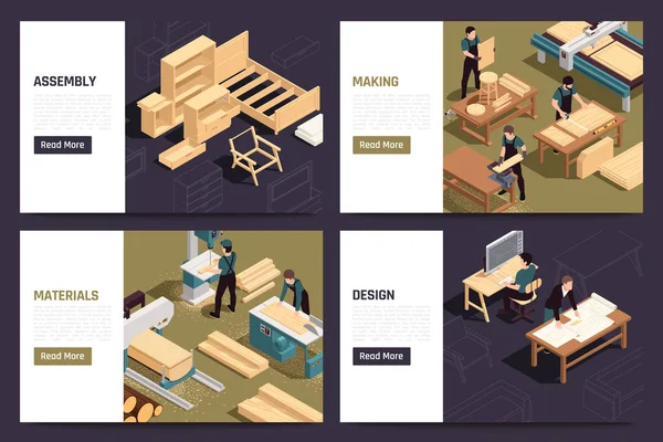 Meubelproductie isometrisch concept — Stockvector