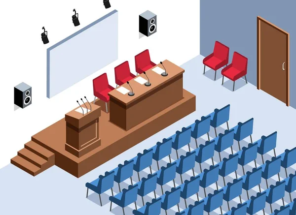 Empty Conference Hall Composition — Stock Vector
