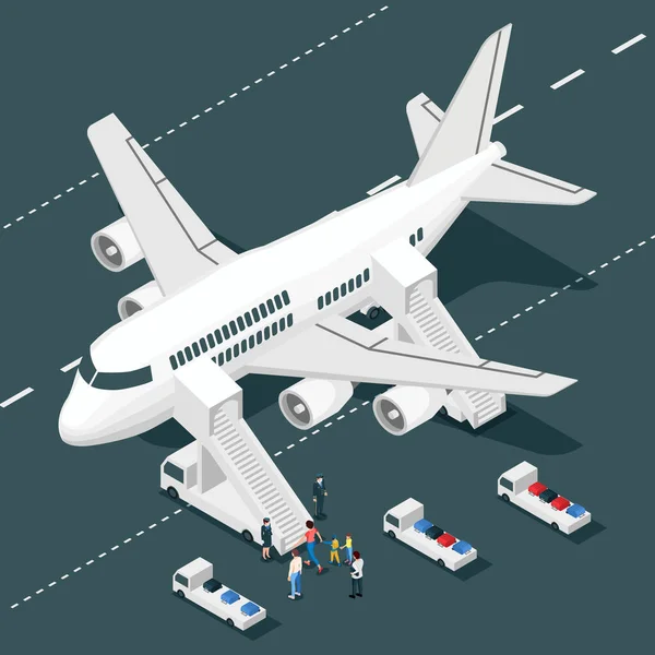 Embarque del avión Composición isométrica — Archivo Imágenes Vectoriales