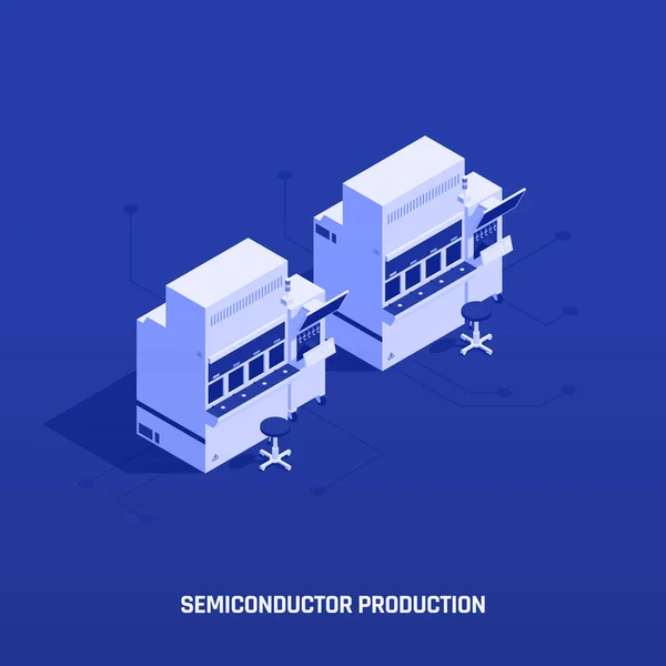 Composición de estaciones de trabajo electrónicas de semiconductores — Vector de stock