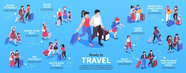 Traveling People Isometric Infographics — Stock Vector