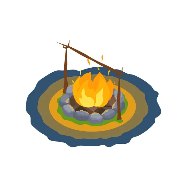 Isometrische Lagerfeuer-Illustration — Stockvektor