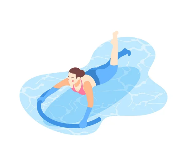 Swimming With Tube Composition — Stock Vector