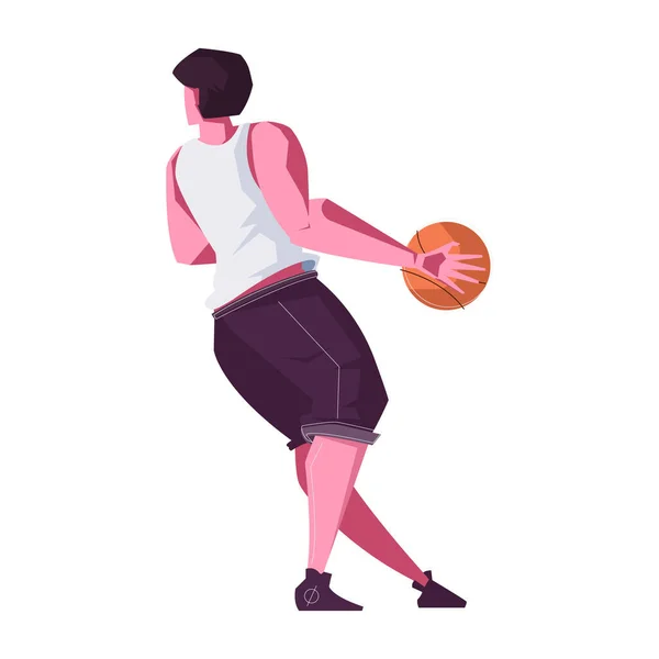 Composizione piatta del giocatore di basket — Vettoriale Stock