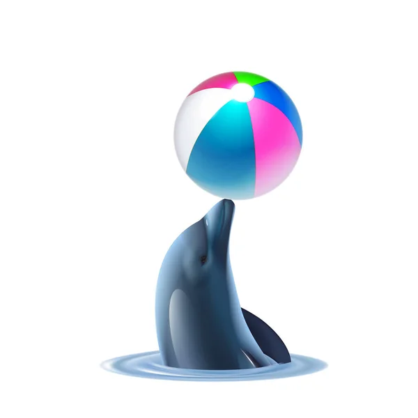 Dauphin avec composition boule — Image vectorielle