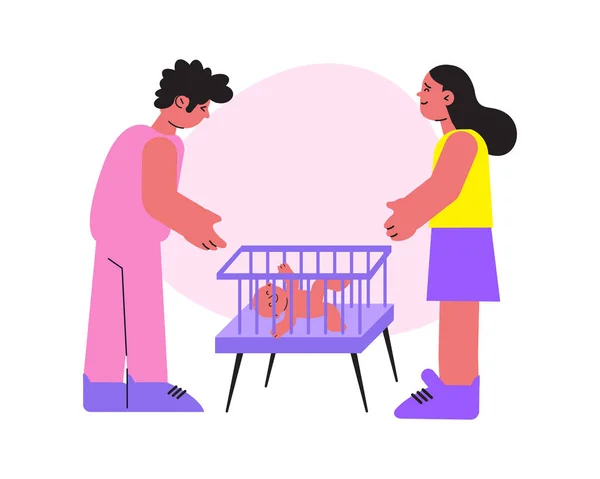 Ouders Baby Bed Samenstelling — Stockvector