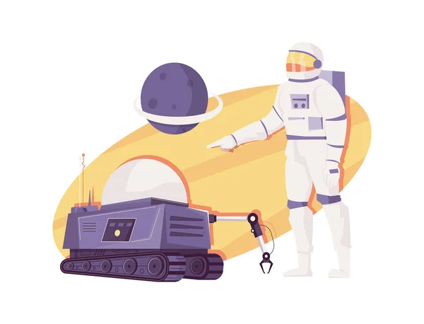 Robótica espacial Composición plana — Vector de stock