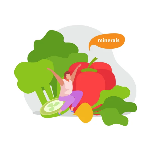 Minerales en las verduras Composición — Vector de stock