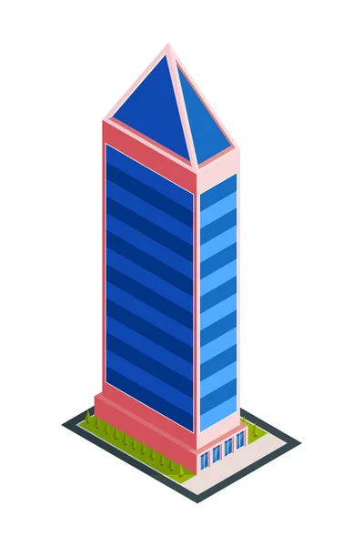 Isometrische Zusammensetzung von Wolkenkratzern in der Stadt — Stockvektor