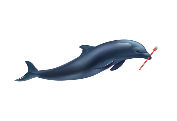 Dolphin Painter Composición realista — Vector de stock
