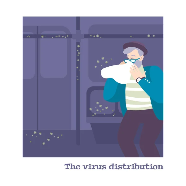 Composición de distribución del virus del metro — Vector de stock