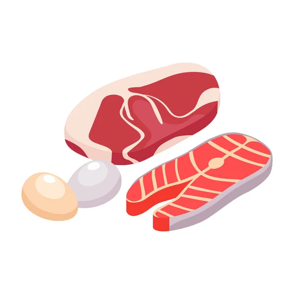 Composizione di carne e pesce — Vettoriale Stock