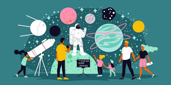 Planetario Ilustración horizontal — Vector de stock