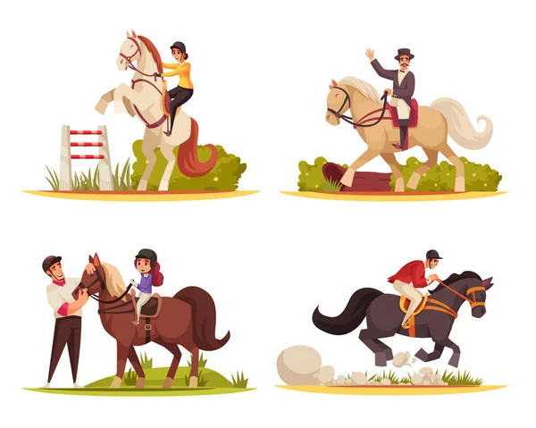 Conjunto de design equitação de cavalo —  Vetores de Stock