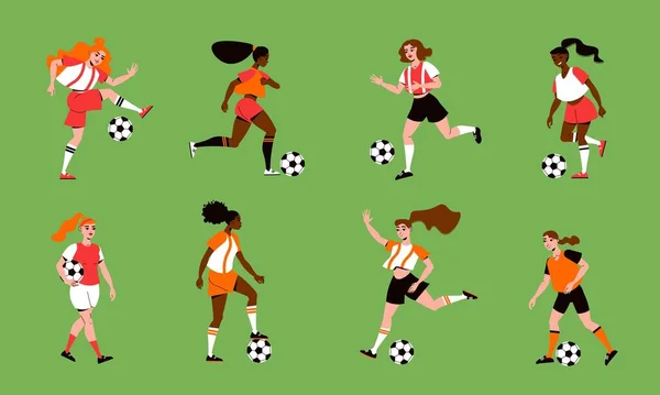 Vrouwen Voetbal Set — Stockvector