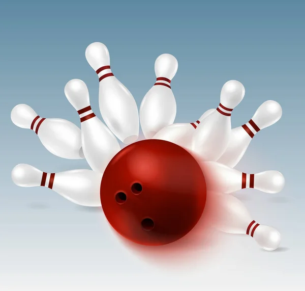 Ball Pins Bowling Zusammensetzung — Stockvektor