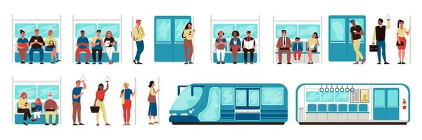 Metro metro conjunto de personas — Vector de stock