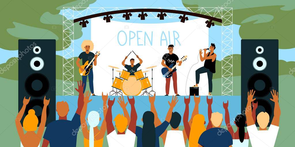 Open Air Music Festival Horizontal Illustration