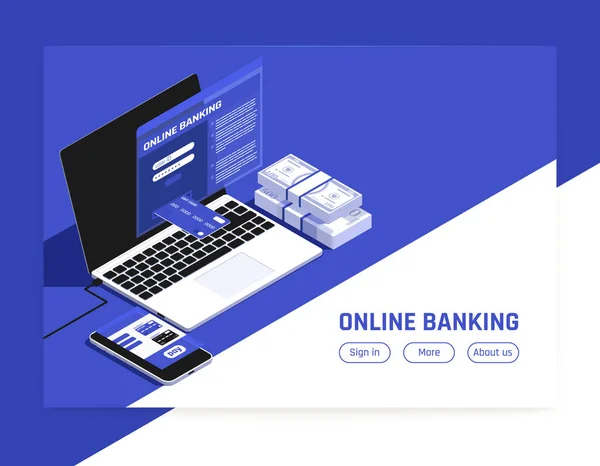 Návrh internetových stránek online bankovnictví — Stockový vektor