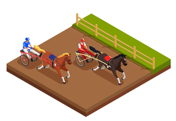 Equestrian Sport Isometric Concept — Stock Vector