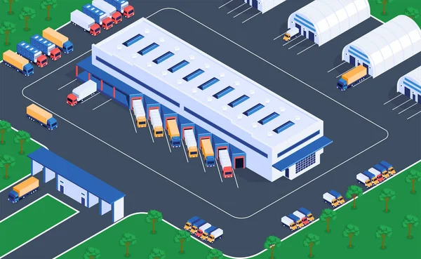 Logistics Warehousing Isometric View — Stock Vector