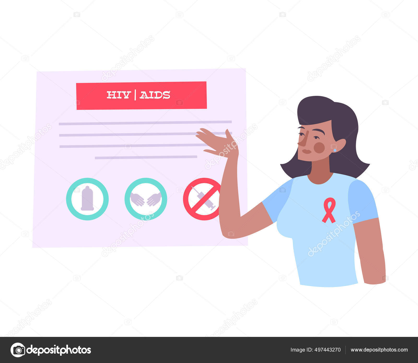 VIH SIDA Composición explicada Vector de stock por ©macrovector 497443270