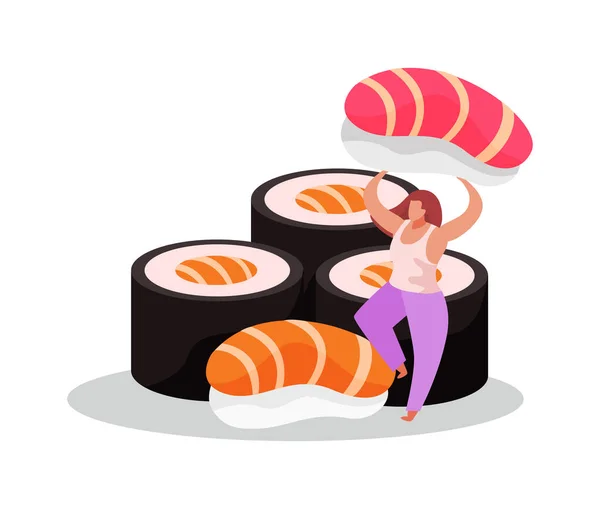 Sushi ballando ragazza composizione — Vettoriale Stock