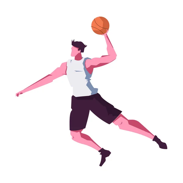 Basketball Shot Man Composition — Stock Vector