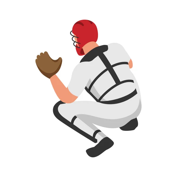 Composición del jugador de béisbol sentado — Vector de stock