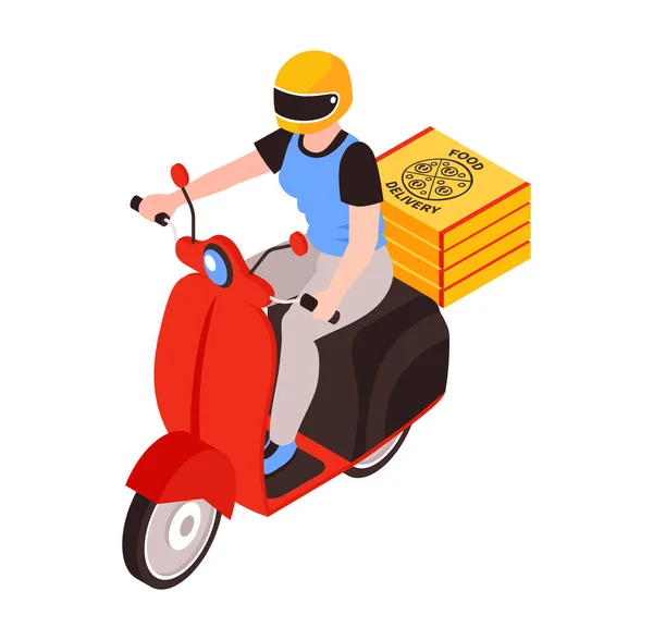 Female Scooter Courier Composition — Stock Vector