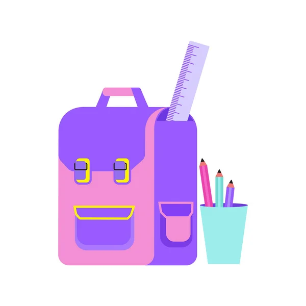 Sac à dos pour composition scolaire — Image vectorielle