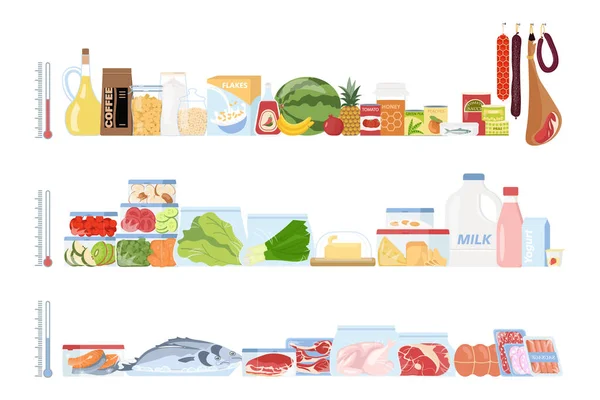 Composition des températures de stockage des aliments — Image vectorielle