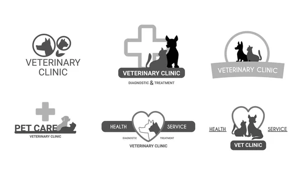 Conjunto de logotipo da clínica veterinária — Vetor de Stock