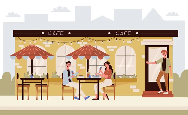 Cafe Ilustrace Flat — Stockový vektor