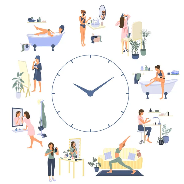 Routine Time Flat Composition — Image vectorielle