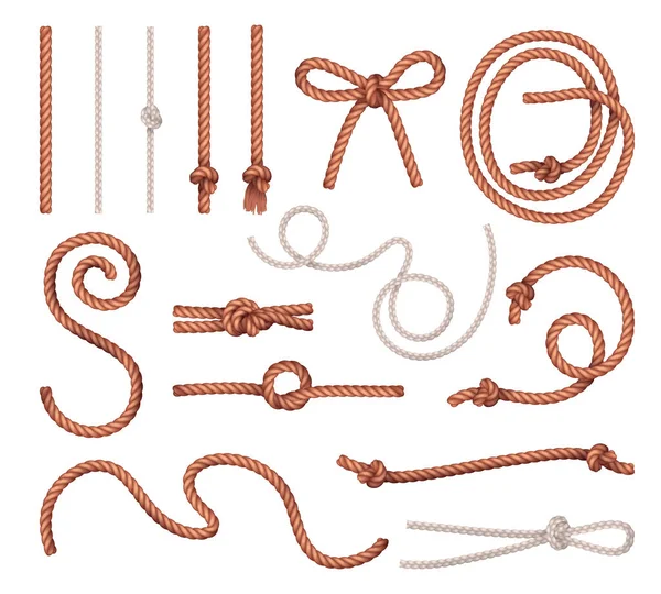 Cuerda nudos realista conjunto — Vector de stock