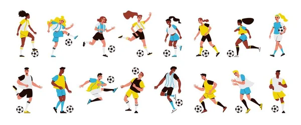 Juego de jugadores de fútbol — Vector de stock