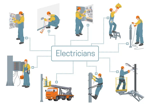 Electricistas Infografías Ilustración — Vector de stock