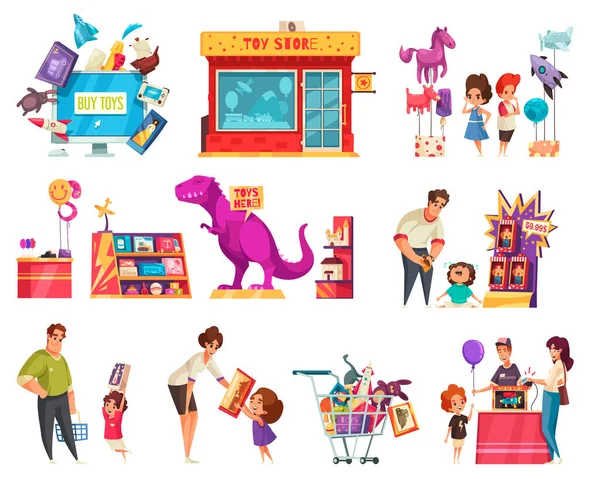 Toys Shop Cartoon Set — Stockový vektor