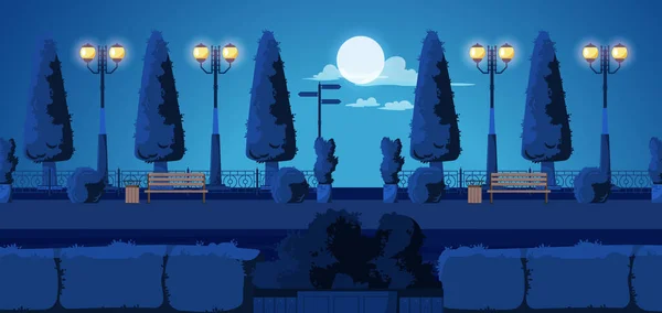 Night Park Lane Ilustración — Archivo Imágenes Vectoriales