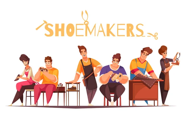 Schoenmakers Cartoon Illustratie — Stockvector
