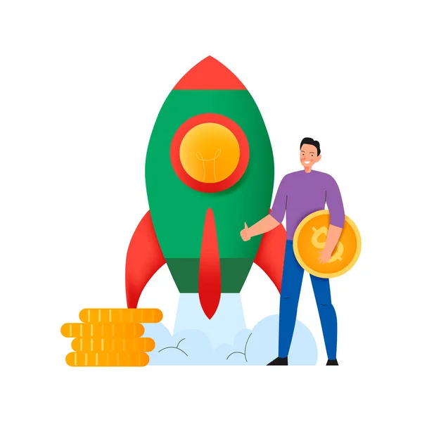 Rocket Launch Money Composition — Stock Vector
