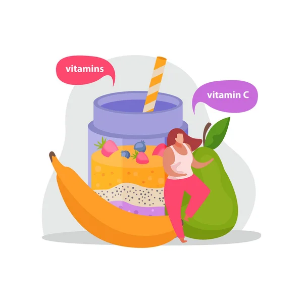 Vitaminas Shake Drink Composición — Vector de stock