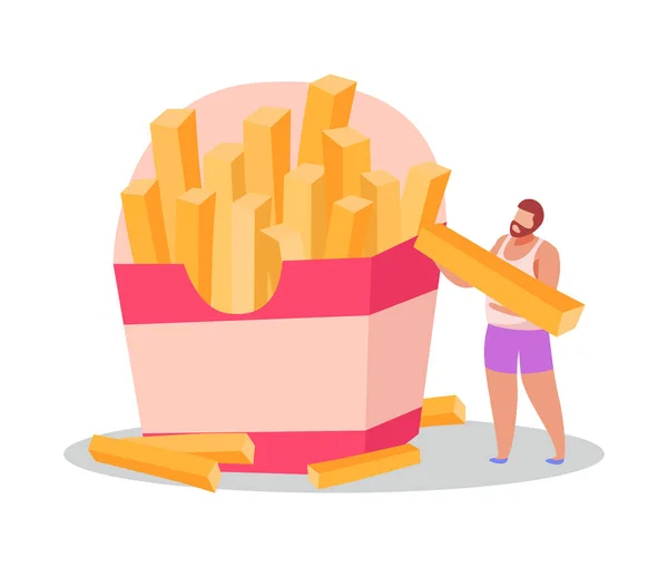 Composición de papas fritas y hombres — Vector de stock